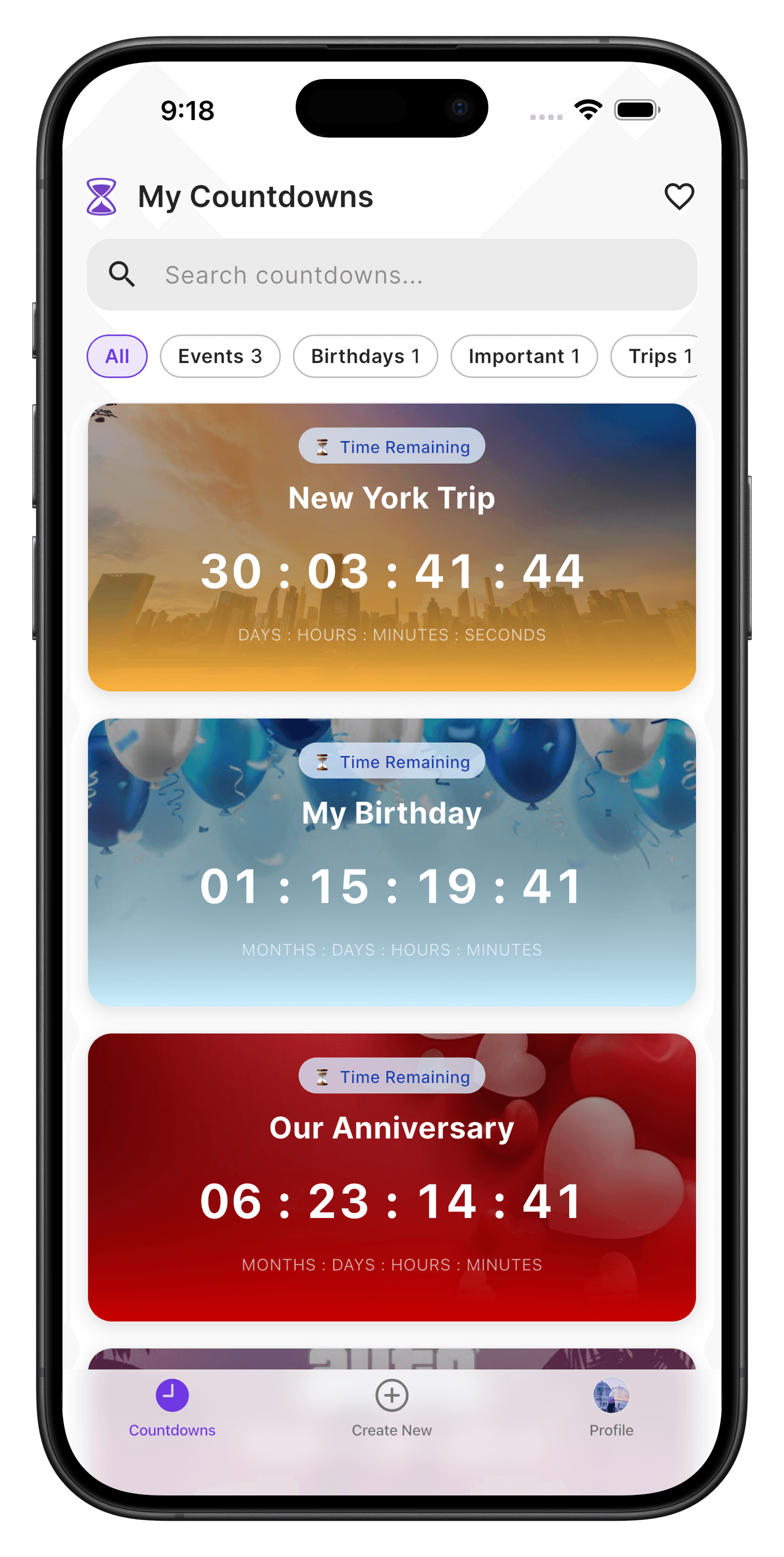 Guru Countdown iOS App Screenshot